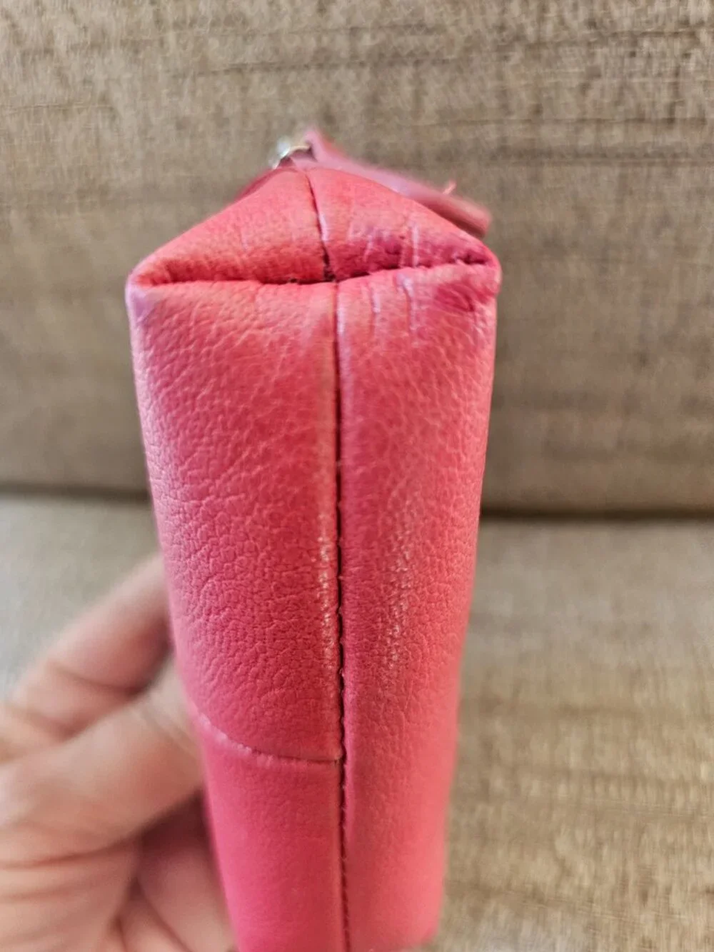 Brighton Pink Pebbled Leather Zip Coin Purse | Signature Stitched Heart EUC!